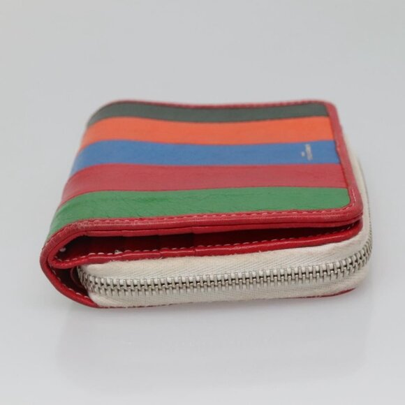 BALENCIAGA Bifold Wallet Leather Red Silver Auth - Picture 7 of 16